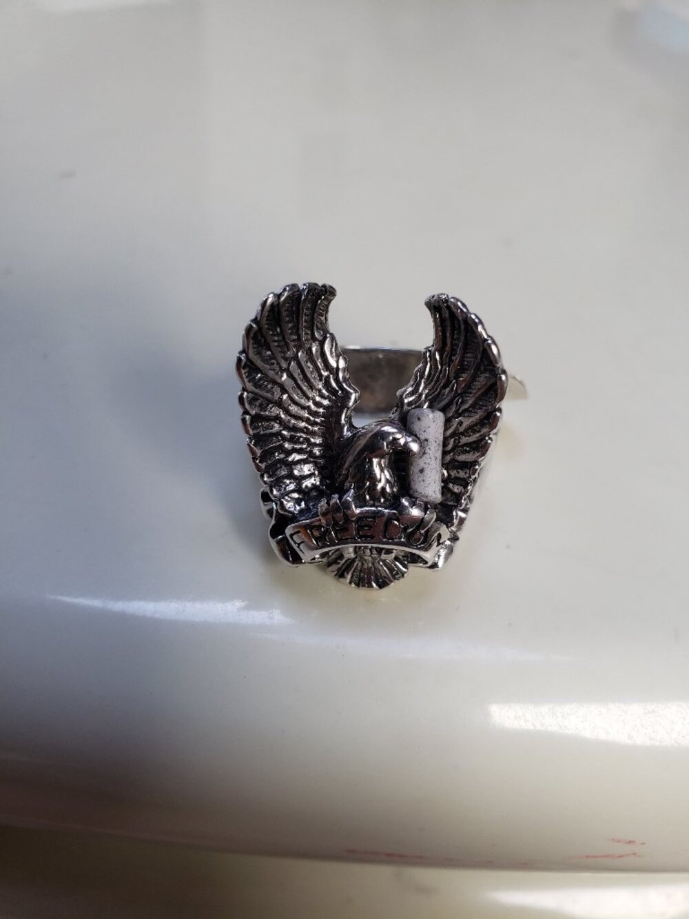 Vintage 1993 G&S Biker Eagle Freedom Ring Size 11.5 Mandrel Stamped 12 USA